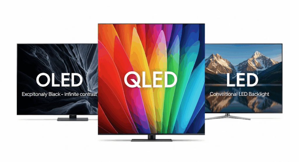 oled, qled, led